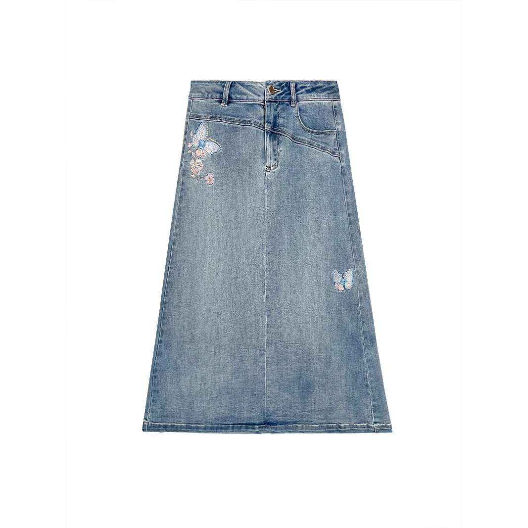 BR08148158彩蝶飞牛仔小A半裙