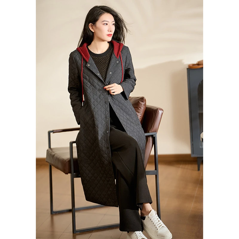 迪欧芙气质百搭时尚外搭2025秋冬新款轻奢别致长袖风衣#DWT87598