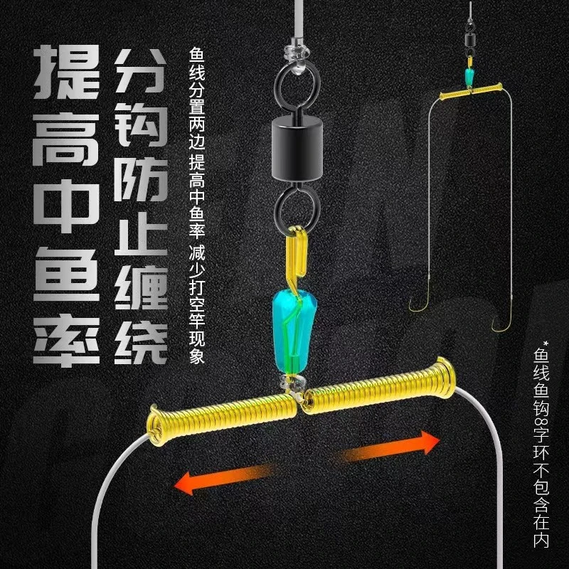 新款弹簧卸力子线夹防缠绕秒换子线金属弹簧卸力子线分叉器钓鱼