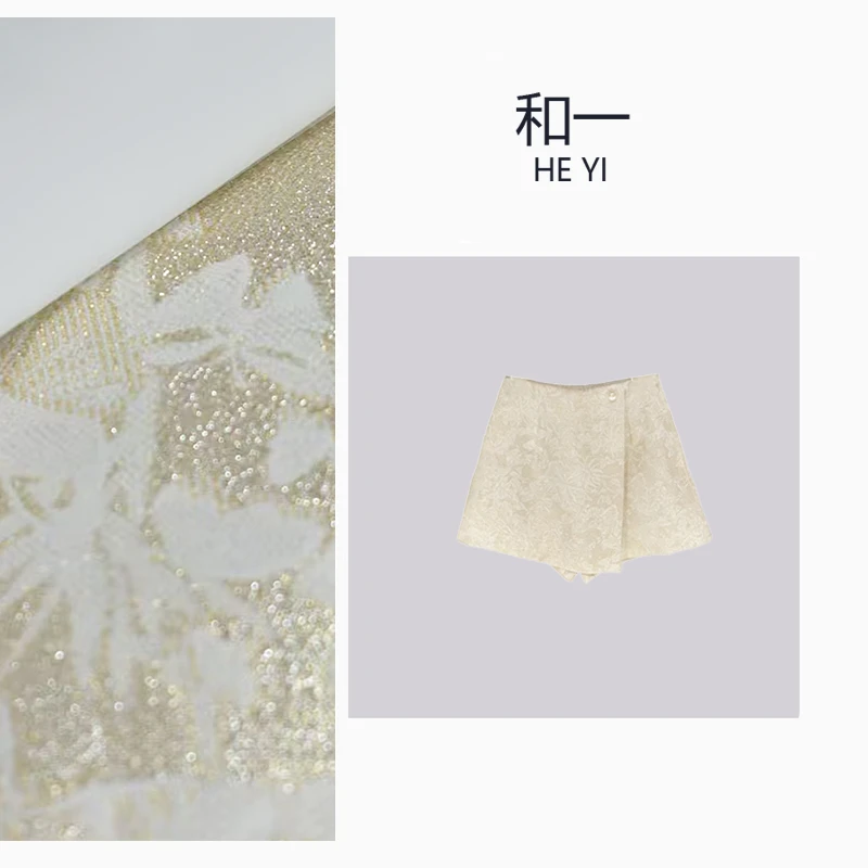 HY 暗纹蝴蝶提花纯色裙裤女款气质时尚女士夏季显瘦半身裙-00111