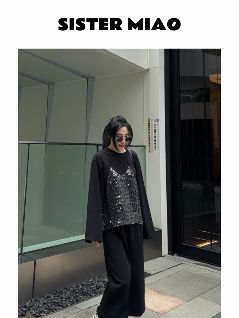 SISTER MIAO•亮片肚兜吊带背心短款休闲设计师百搭春季潮流外套