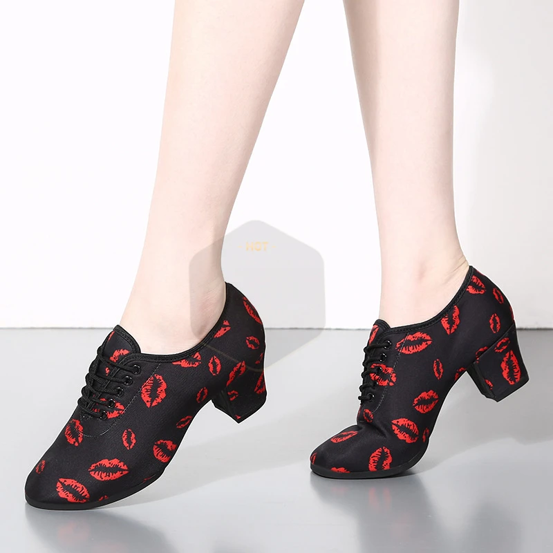 女士拉丁舞鞋软底广场舞成人教师中跟牛筋布舞蹈鞋国标华尔兹舞鞋