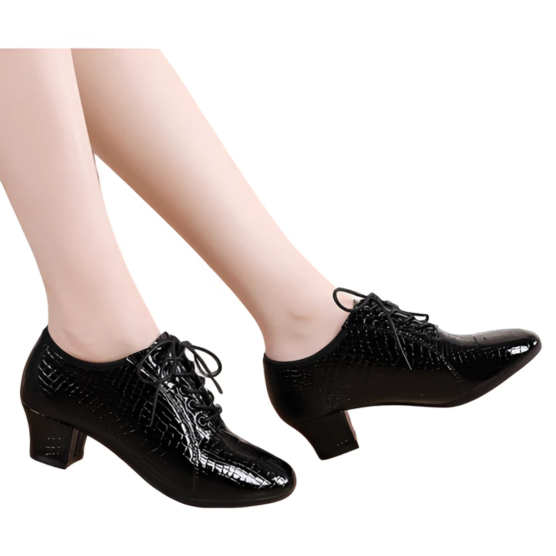 舞蹈鞋女鞋软底新款伦巴舞牛皮石头纹女秋冬女士真皮面舞鞋