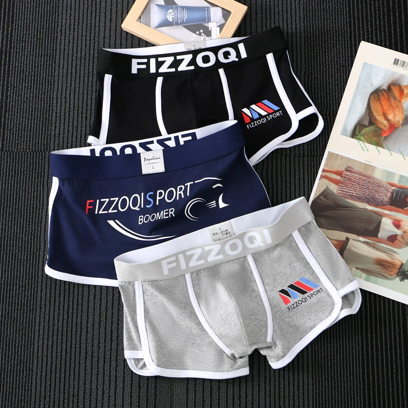 潮流男士内裤个性宽松透气平角裤青年短裤头中腰四角裤学生底裤衩