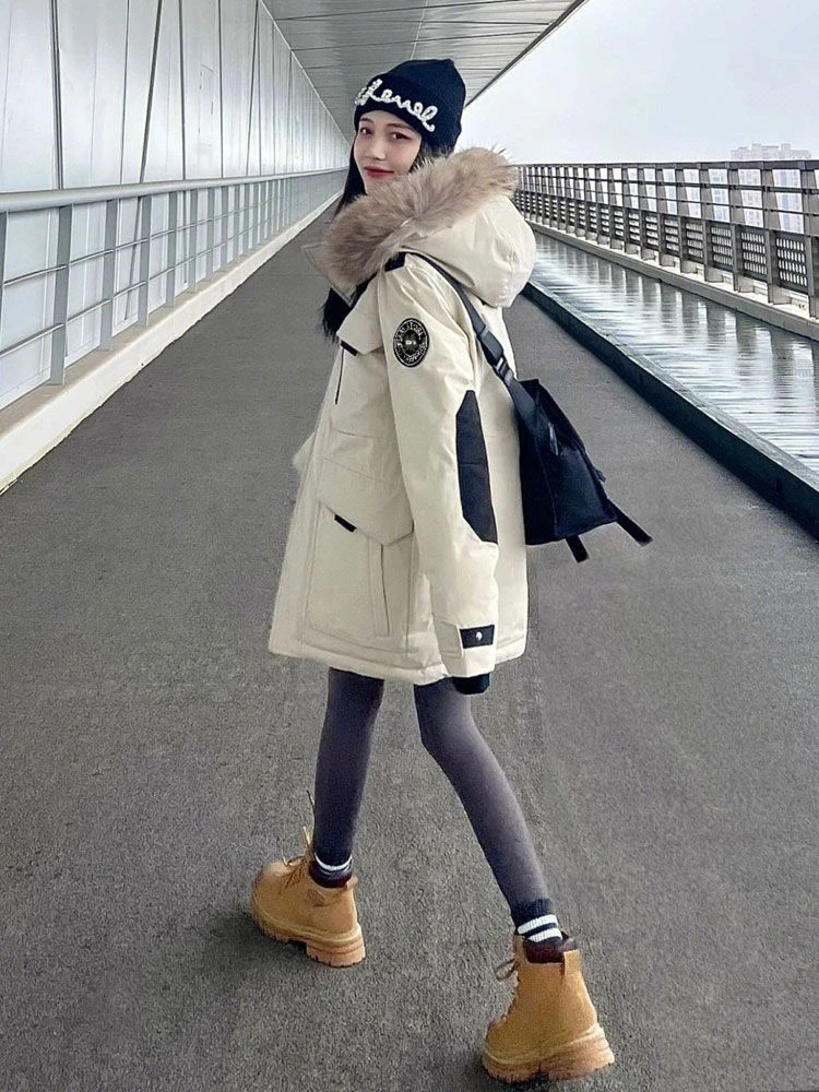 波司登工装羽绒羽绒女2023冬季新款高级设计感小众oversize情侣装