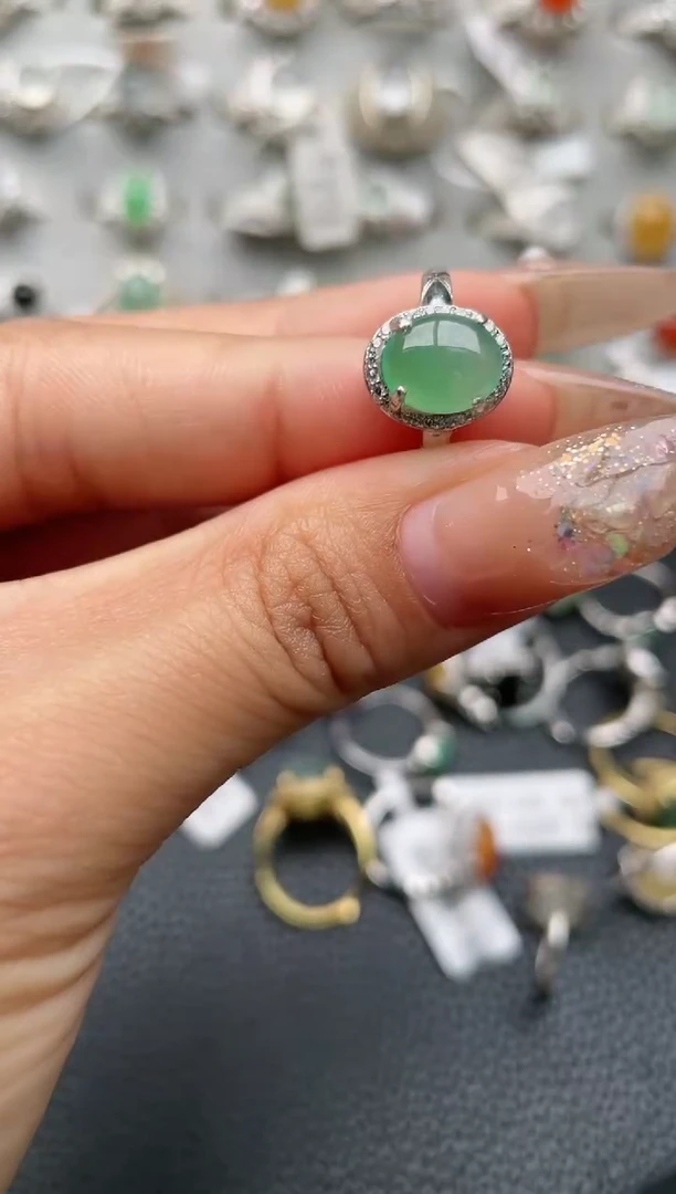 【闪购商品】翡翠戒指银S925镶嵌222222222  43
