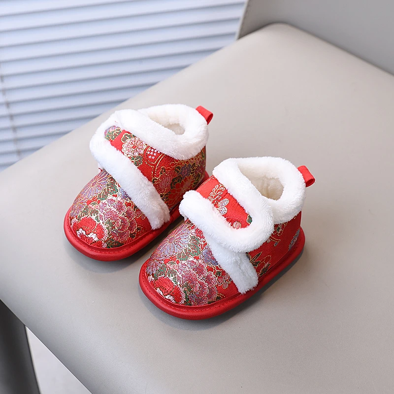 宝宝棉鞋新中式国风汉服鞋女宝宝周岁鞋1-2岁学步鞋冬婴儿鞋过年