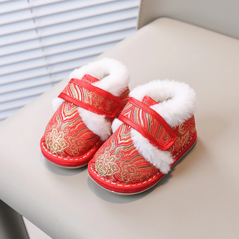 宝宝冬季棉鞋1-4岁周岁鞋子男女宝宝中式唐装棉鞋加厚儿童棉鞋