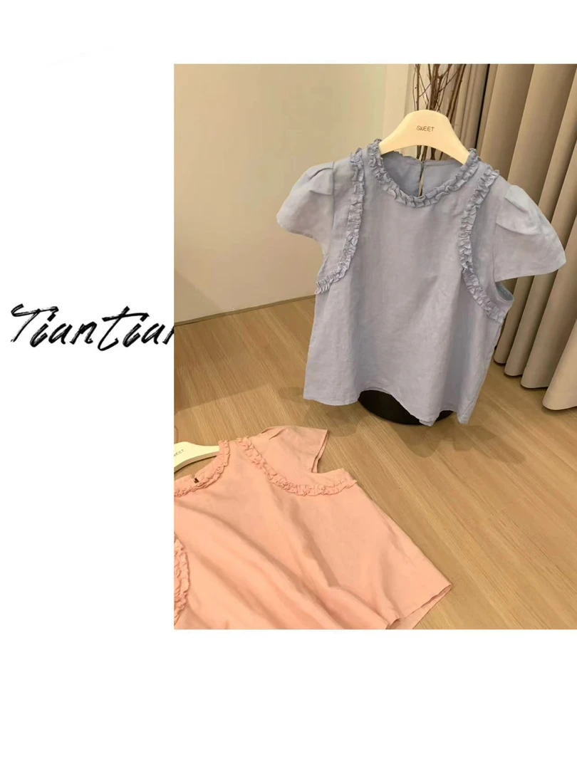 甜甜【桃气】洋气百搭宽松夏季韩系薄款透气上衣1163