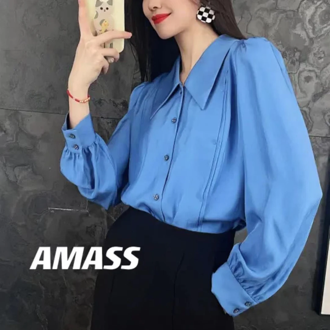 AMASS/阿玛施通勤质感气质百搭单排扣长袖衬衫5300957