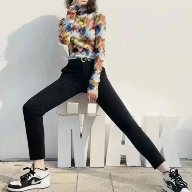 GIRDEAR/哥弟热力感时髦魔术修身暗黑美学保暖加绒小黑裤1100389