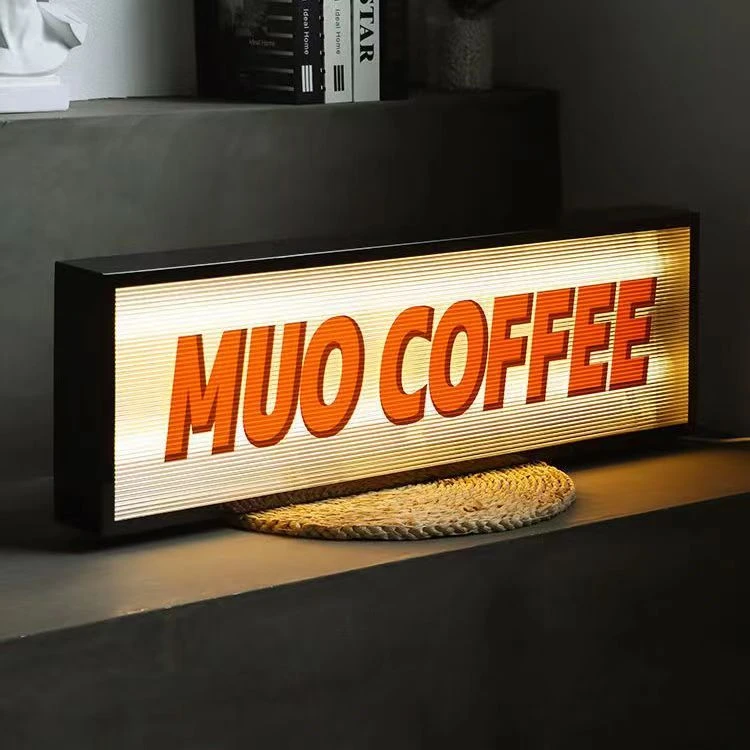 波纹亚克力双面发光字LED咖啡店灯箱广告牌门头吊挂侧挂招牌定制