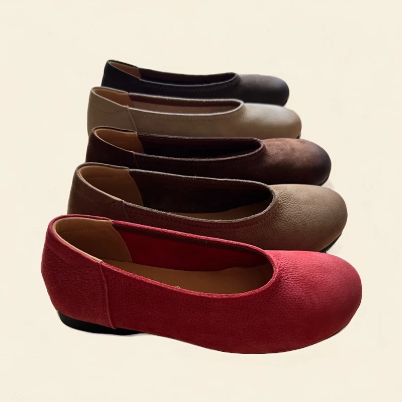 【阿欢家】2024新款真皮手工奶奶鞋浅口软底休闲百搭女皮鞋