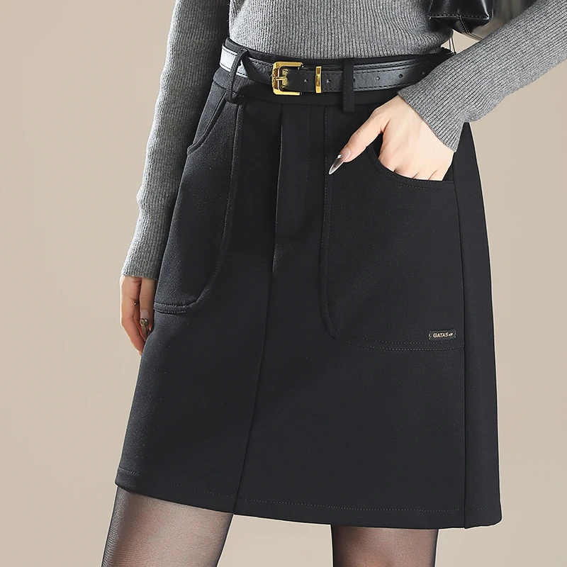 一步裙短裙半身裙女2024年秋冬新款高腰包臀显瘦百搭小A裙防走光