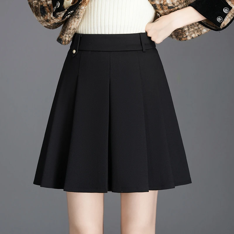 百褶裙女春秋2025新款半身裙高腰显瘦a字短裙时尚百搭防走光伞裙