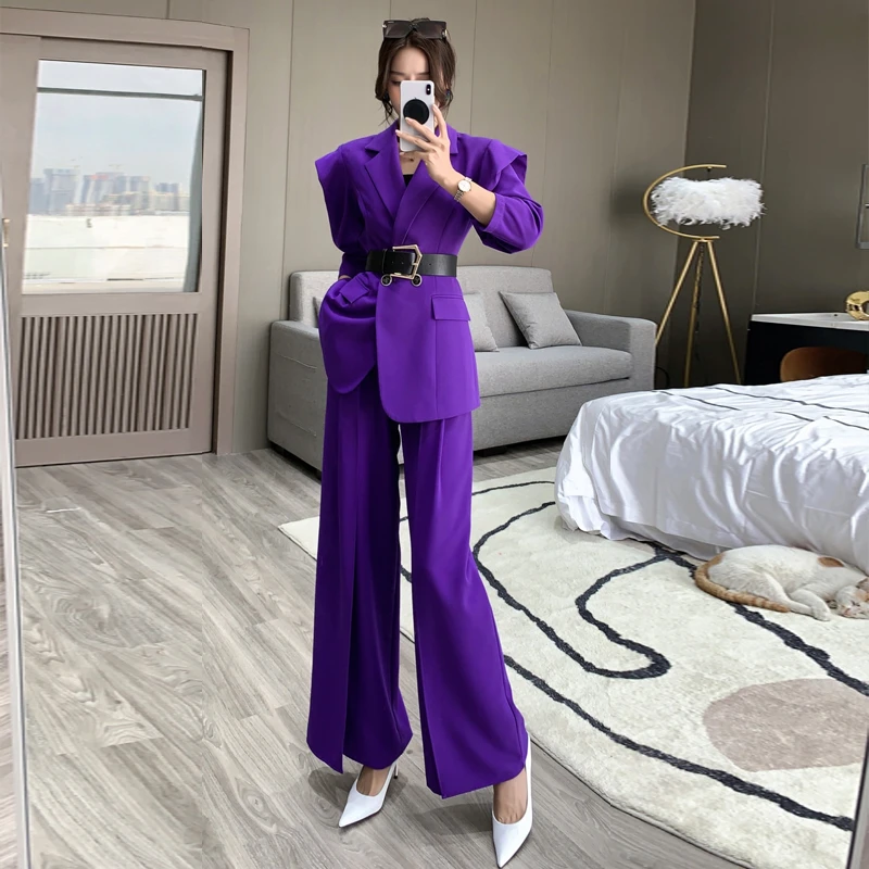 高端总裁西装套装女2025秋装新款气质女神范西服阔腿裤职业两件套