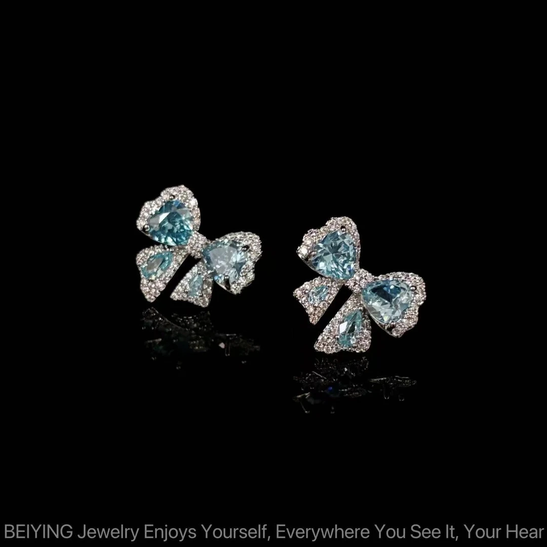 铜合金耳饰  镀k金 2025新款C3243【蓝冰蝶】铂堡俪 BOBAOLI 耳钉