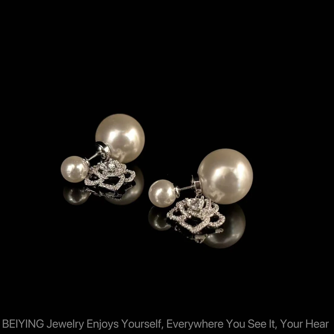 铜合金合成锆石耳饰 镀k金 25新款C4580【韩风玫瑰】Jeanniezoo耳钉