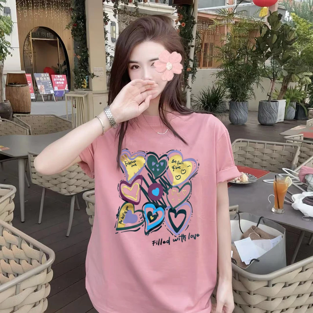 【怦然心动】 纯棉高品质内搭短袖室内t恤  印花宽松休闲时尚纯棉