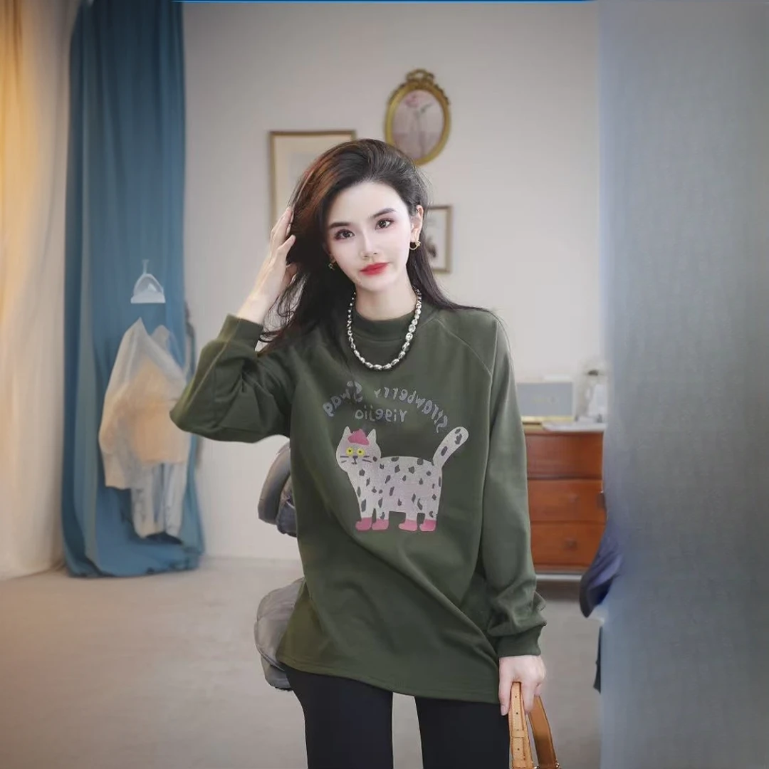 【悠闲猫咪】澳绒保暖双面绒打底单穿卫衣宽松长袖时尚加绒