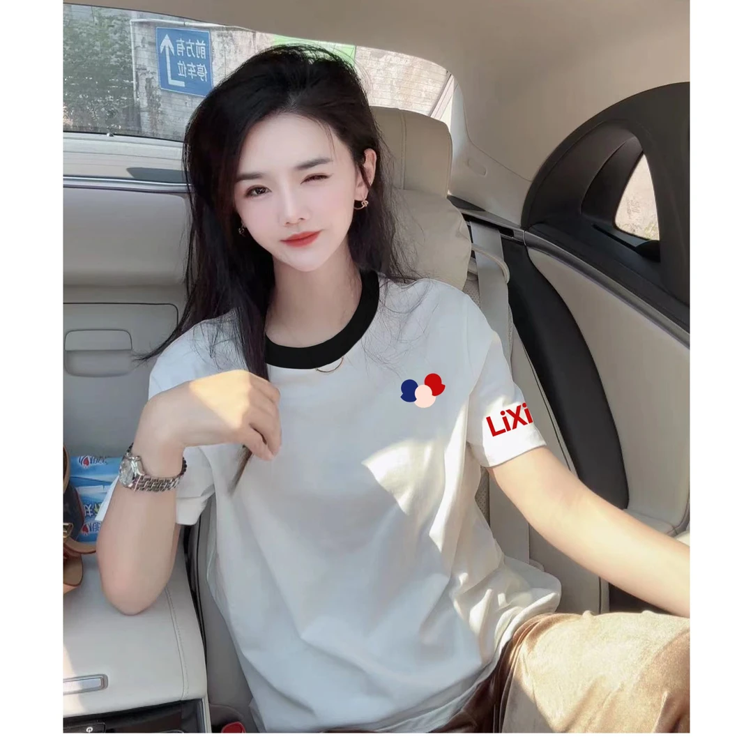 【贝壳字母】纯棉正常版型 李西西时尚休闲百搭宽松短袖T恤