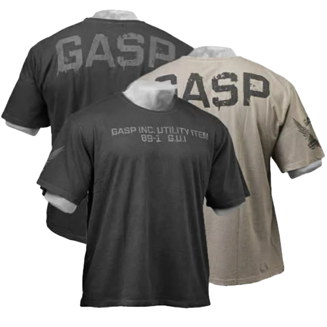 原版 盖世 肌肉健身衣服男潮训练服棉短袖T恤圆领运动户外休闲