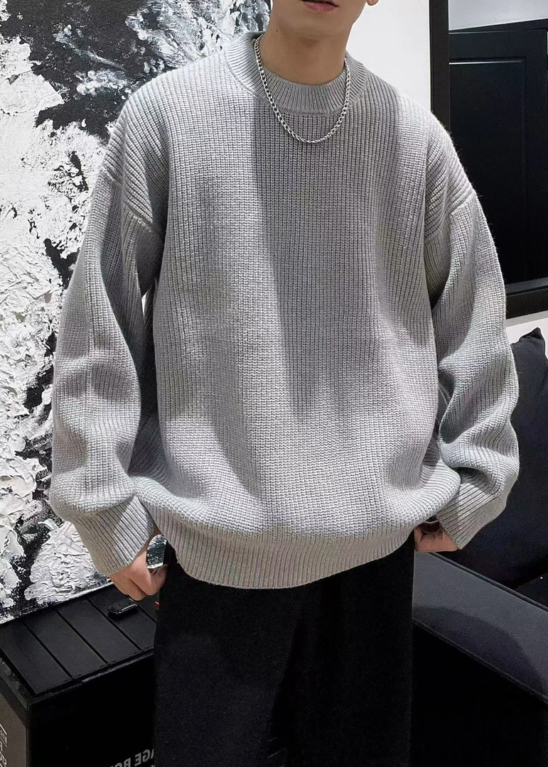 【断码清】秋冬季重磅【特种纱】竖纹针织衫宽松慵懒圆领毛衣MY02