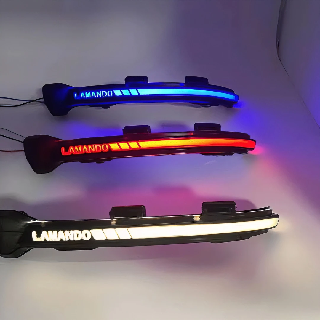 适用于大众凌渡后视镜流水灯凌渡流水转向灯字母款一抹蓝白一抹红