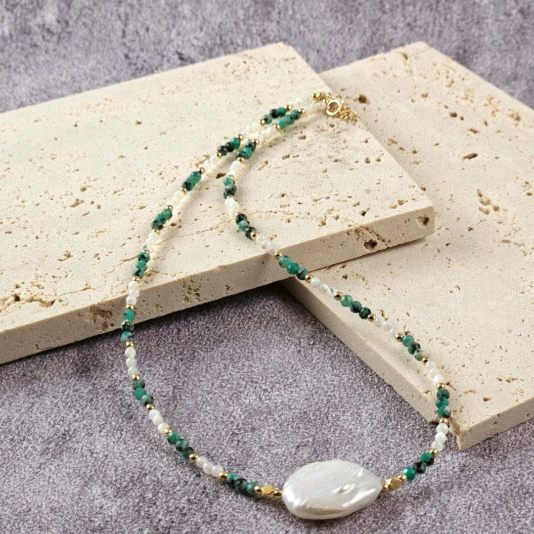 非金属贝珠项链 清芙语巴洛克天然珠珠简约轻奢气质项链W034