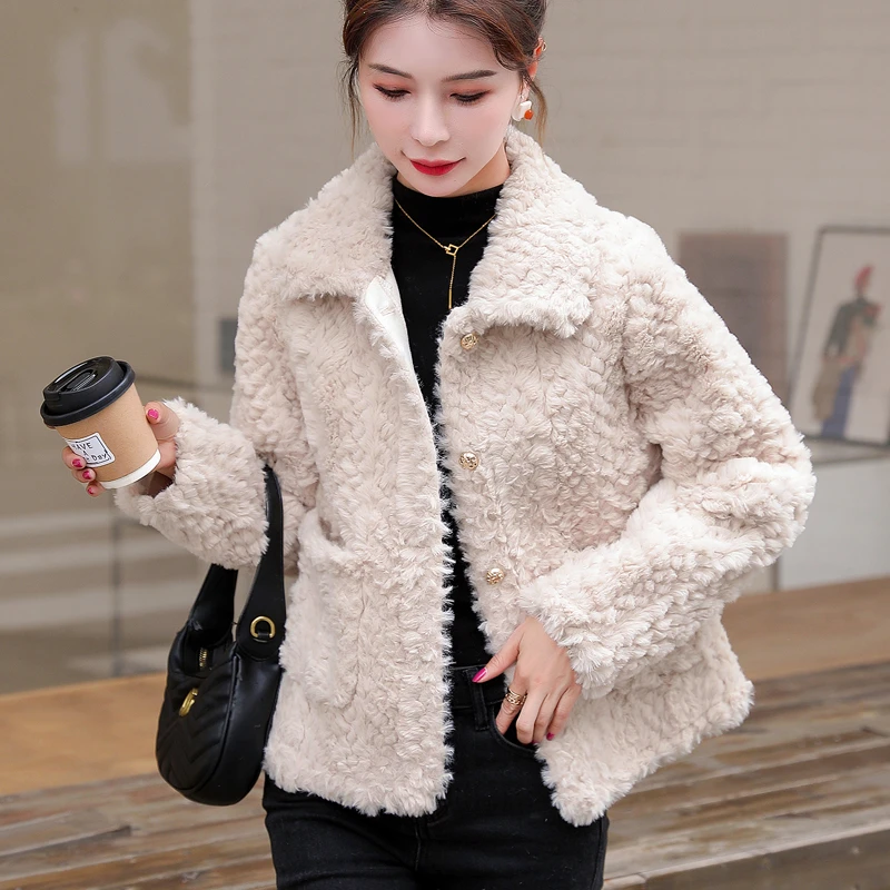 仿羊羔毛外套女秋冬季新款高腰宽松加厚显瘦时尚百搭休闲外套潮