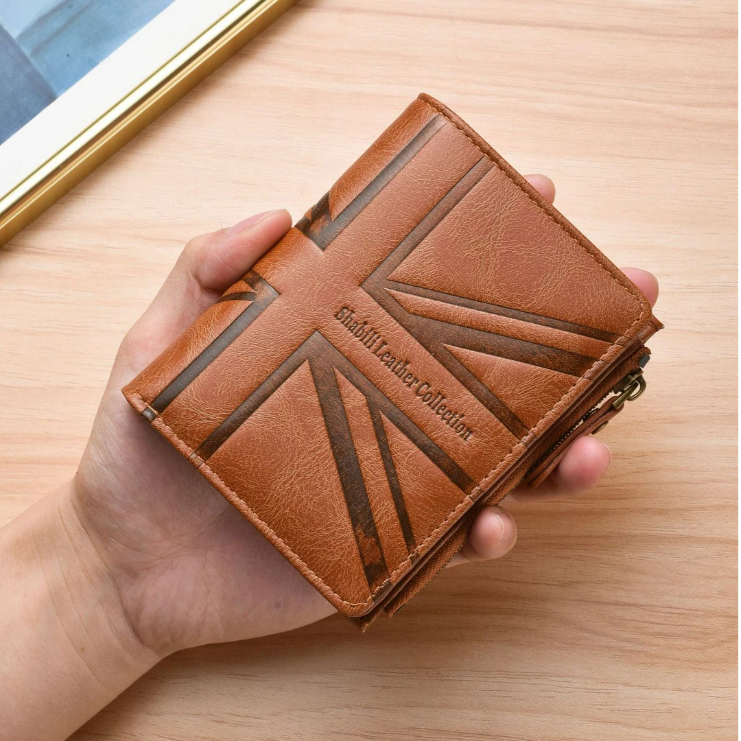 新款男士钱包 男生时尚短款拉链钱夹 多功能多卡位复古商务软皮夹