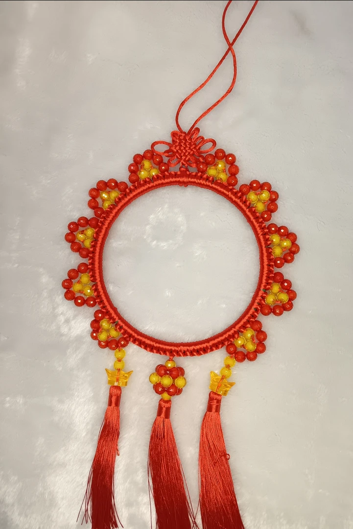 手工编织成品钱锁框架带花蕊