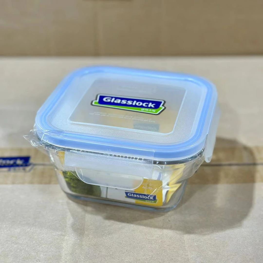 韩国G家斜角凹凸纹正方形保鲜盒400ml