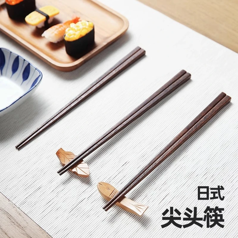 泰国尖头四方筷安心无蜡全实木公筷八角木筷5双套装 0+4