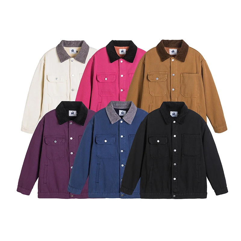 23美式复古加绒加厚牛仔夹克男女潮牌休闲夹克情侣百搭外套w1293