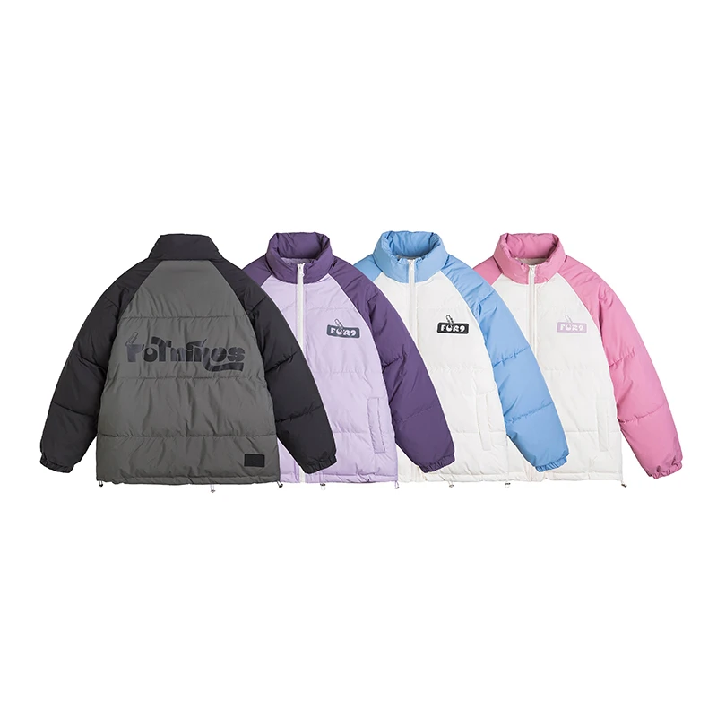 23美式潮牌插肩袖保暖立领棉衣男女冬季加厚防寒服情侣外套fn102