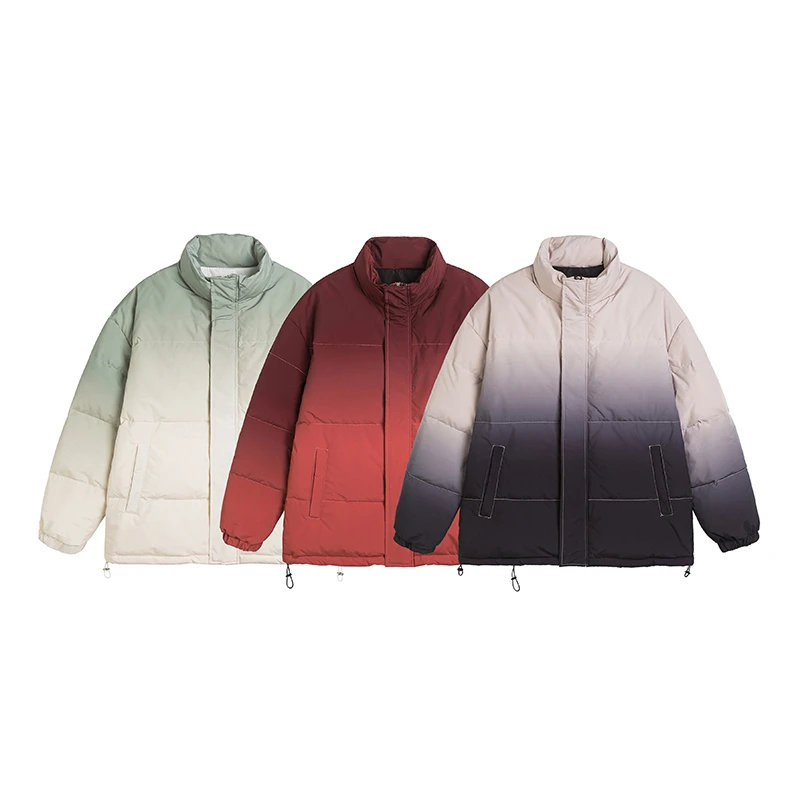 23冬季渐变90白鸭绒羽绒服男女美式潮牌保暖面包服男士加厚w2035