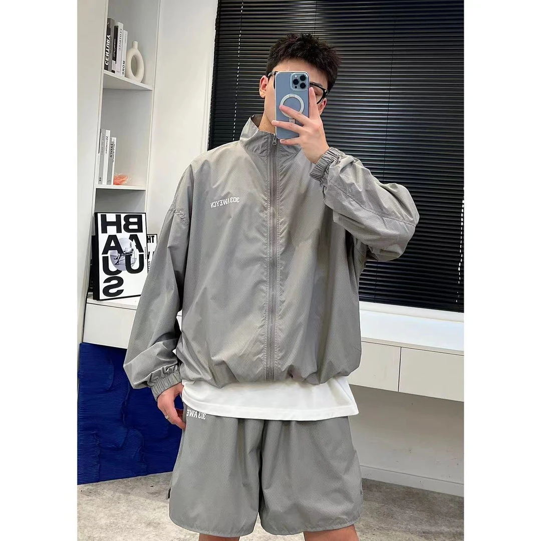 23速干透气防晒衣俩件套男女夏季薄款休闲运动衣情侣ins百搭休闲