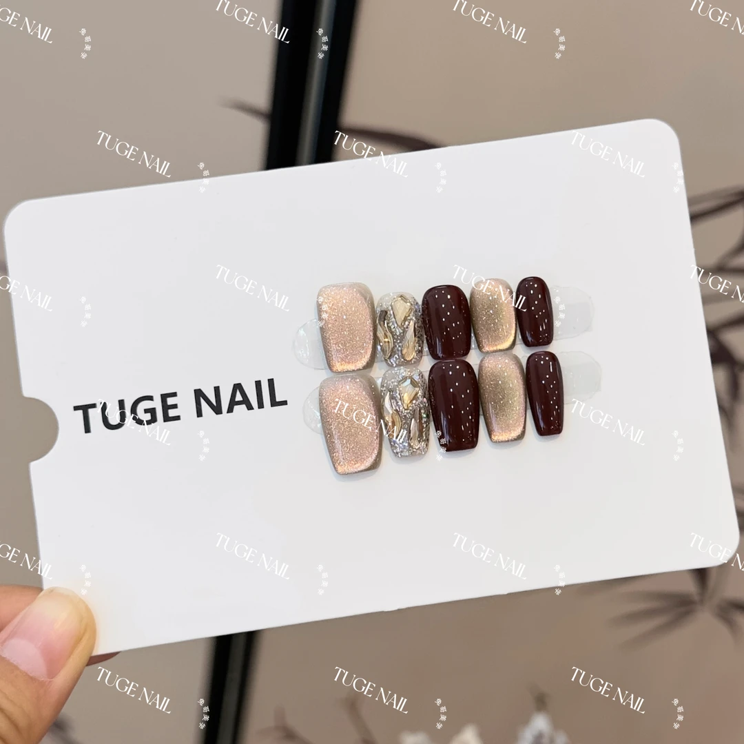 TugeNail “浪漫马黛” 秋冬渐变猫眼美甲气质简约猫眼穿戴甲-芬达