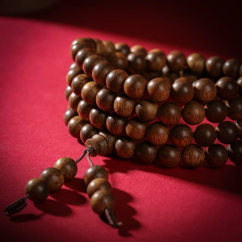 【山子木】芽庄黄棋楠玉化料08*108颗沉水级手串