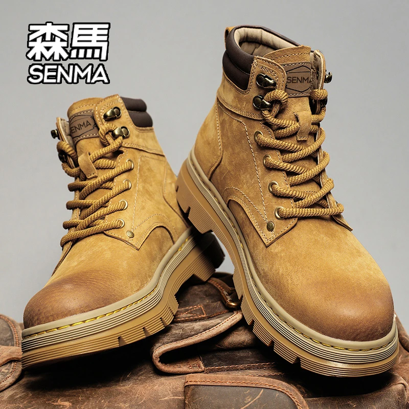 SENMA/森马高帮男鞋2025冬季加绒休闲鞋青少年高级感百搭厚底潮鞋