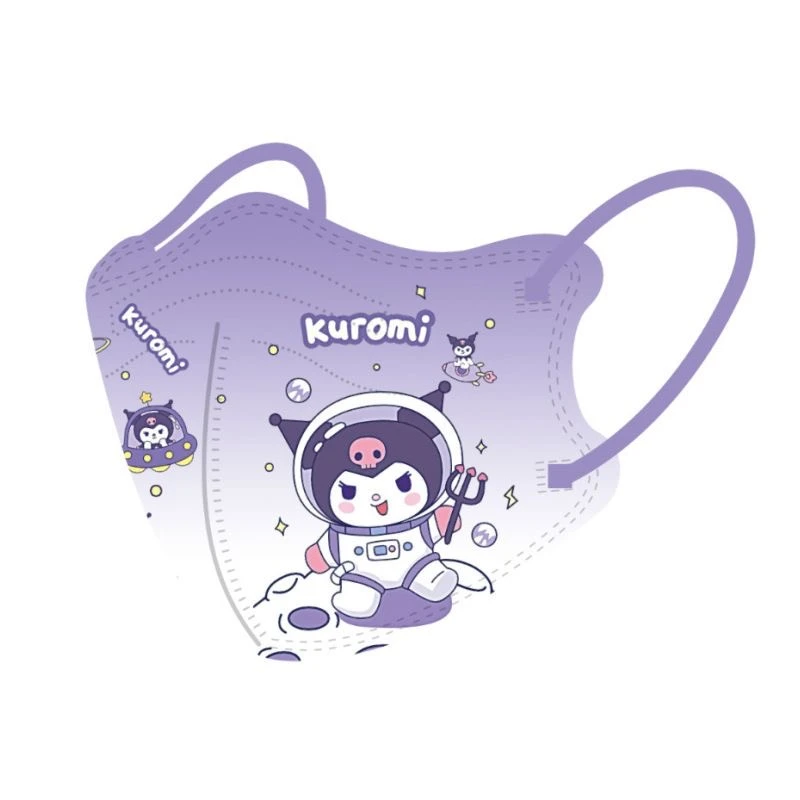 冬季3-12岁儿童口罩四层防护4D立体库洛米印花独立包装一次性口罩