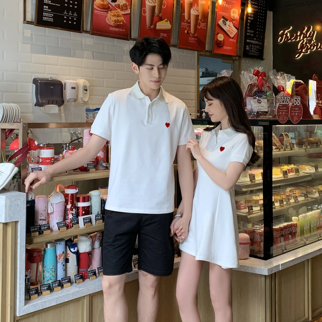 2025新款情侣装夏季女短袖POLO衫裙子男衣领证登记结婚照时尚休闲