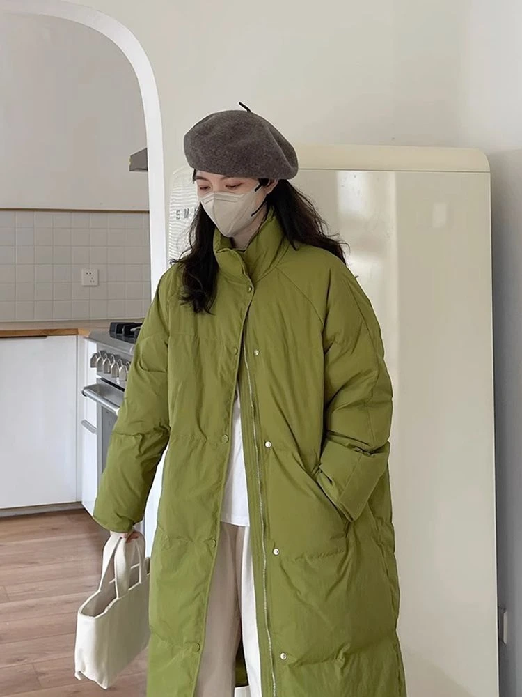 羽绒服新款爆款正品绿色羽绒女士中长款年韩户外运动