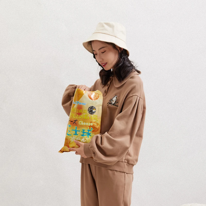 BBFER本依凡秋季女士宽松无帽翻领长袖卫衣时尚百搭上衣TTSWY0172