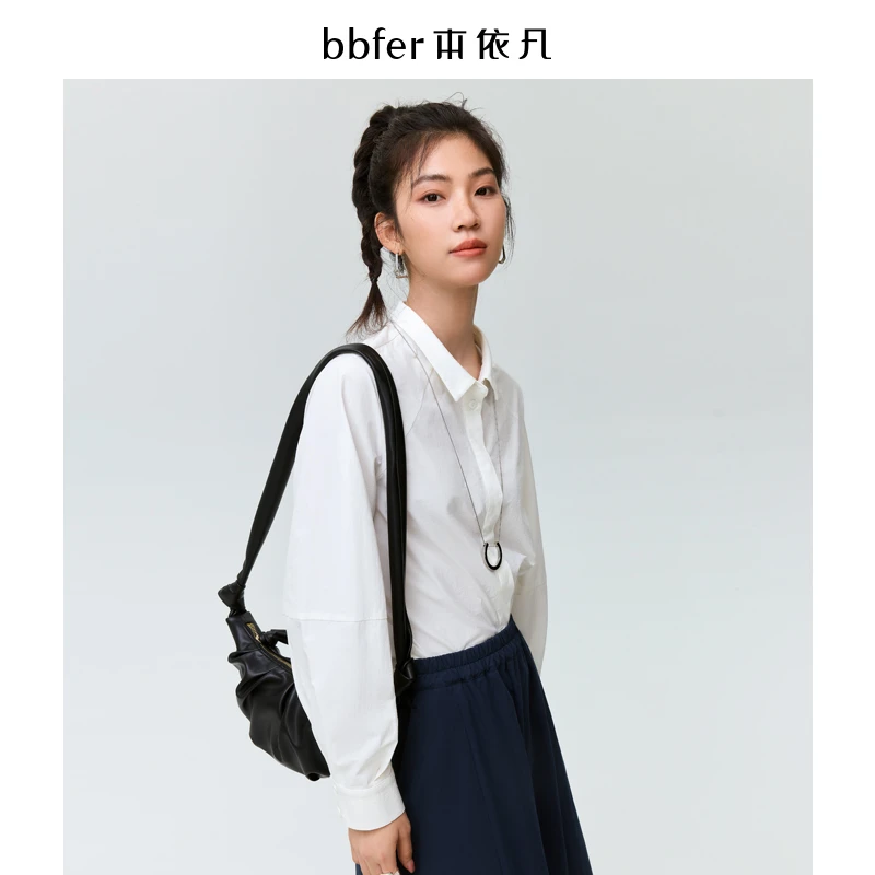 本依凡 秋季女士时尚简约长袖衬衫STSCY0306纯色气质舒适开襟衬衣