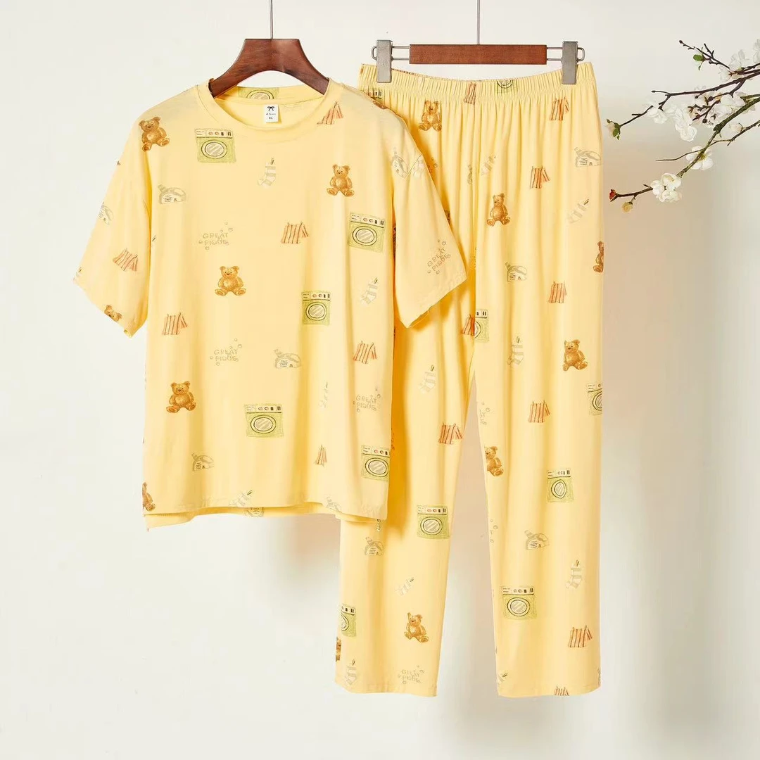 夏季薄款莫代尔睡衣女套装