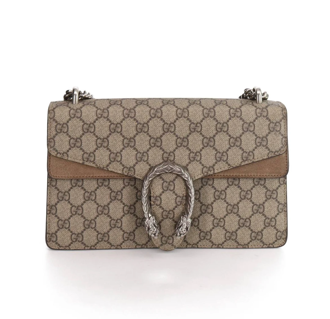 95新 GUCCI/古驰 驼色  中号酒神  单肩斜挎包  原装