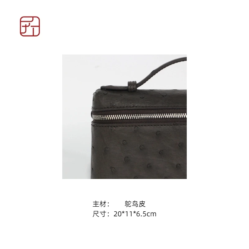 匠人乔皮具【鸵鸟饭盒包】时尚休闲鸵鸟皮新款经典女士单肩斜挎包
