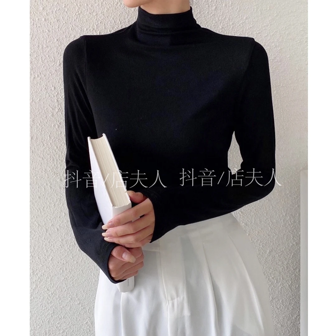 【店夫人定制】2023秋冬新款 内搭长袖纯色百搭打底衫